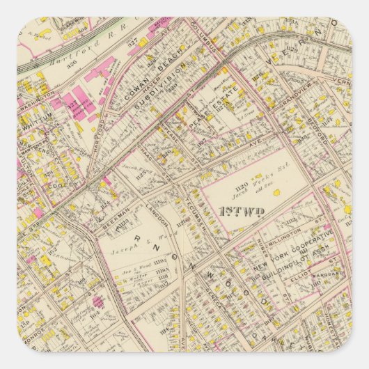 Mt Vernon wards 1, 3, 5, New York Vierkante Sticker (Voorkant)