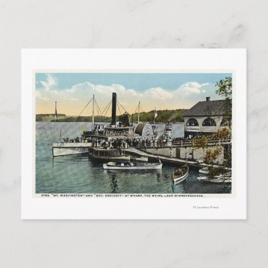 Mt. Washington, Gov. Endicott Steamers gedokt Briefkaart (Voorkant)