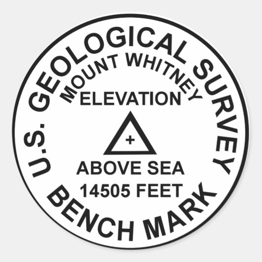 Mt. Whitney USGS Style Benchmark Ronde Sticker (Voorkant)