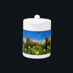 Mt. Wildbloemen Theepot<br><div class="desc">colorado rocky mountainbloemen Foto van Sandy Closs. Delphinium, Daisies, madeliefje, "fire pinks", blauw, geel, rood, " indian verfborstel"</div>
