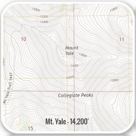 Mt. Yale Colorado Fourteener Sticker (Voorkant)