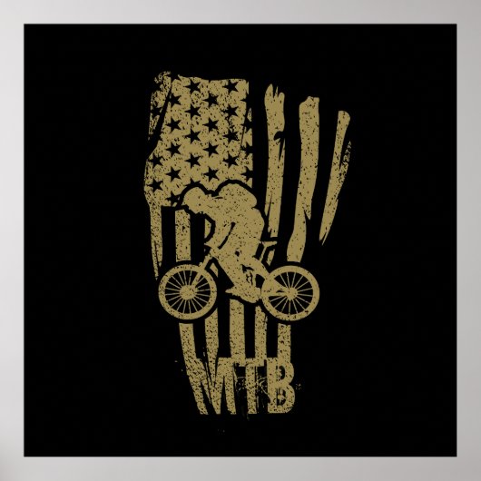 Mtb Amerikaanse Vlag Mountainbike Poster (Voorkant)