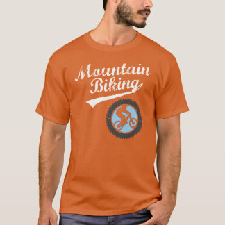 MTB Biking Retro grafische kaart, wit en blauw T-shirt