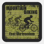 MTB Downhill Fietsrijder - Mountainbiken Vierkante Sticker (Voorkant)