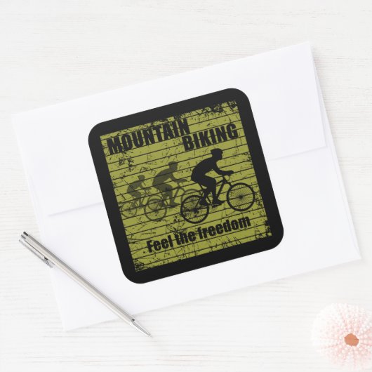 MTB Downhill Fietsrijder - Mountainbiken Vierkante Sticker (Envelop)