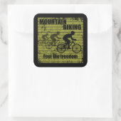 MTB Downhill Fietsrijder - Mountainbiken Vierkante Sticker (Tas)