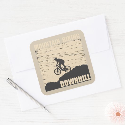 MTB Downhill Mountainbike Vierkante Sticker (Envelop)