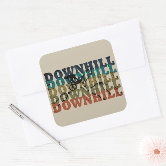 MTB Downhill Mountainbike Vierkante Sticker (Envelop)