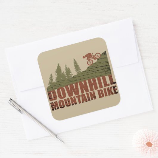 MTB downhill mountainbiken Vierkante Sticker (Envelop)