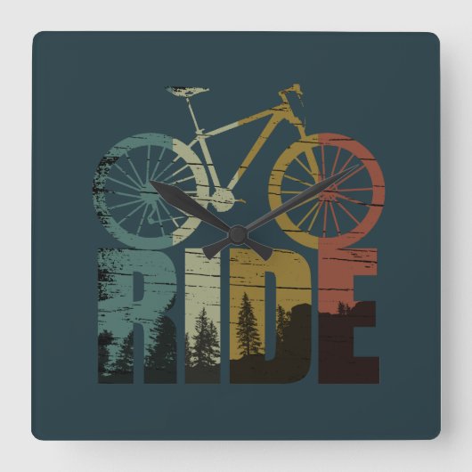 MTB Downhill Mountainbiker Vierkante Klok (Voorkant)