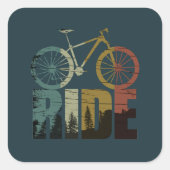 MTB Downhill Mountainbiker Vierkante Sticker (Voorkant)