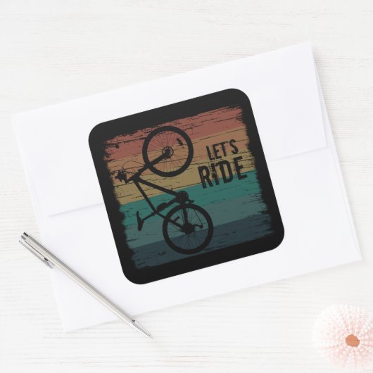 MTB Downhill - Vintage Mountainbiken Vierkante Sticker (Envelop)