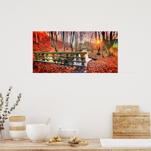 MTB grind in houten pastelposter Poster (Keuken)