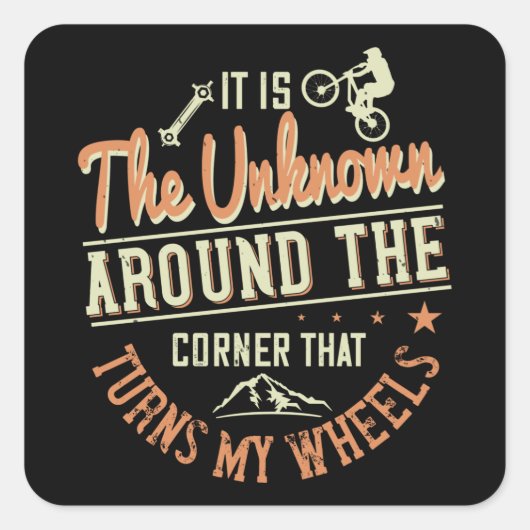 MTB - Het is het Onbekende om de Hoek Vierkante Sticker (Voorkant)
