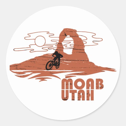 Mtb Moab - Utah Mountainbiken Ronde Sticker (Voorkant)