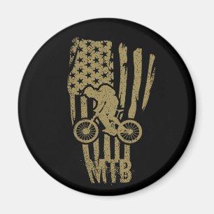 Mtb mountainbiken Amerikaanse vlag goud Magneet