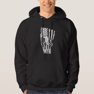Mtb mountainbiken  Amerikaanse witte vlag Hoodie