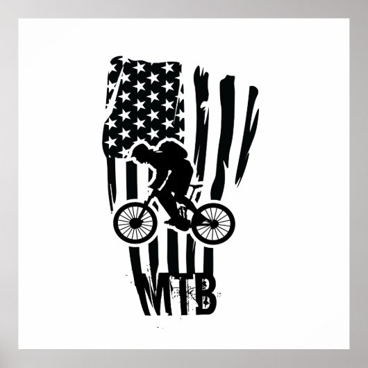 Mtb mountainbiken Amerikaanse zwarte  vlag Poster (Voorkant)