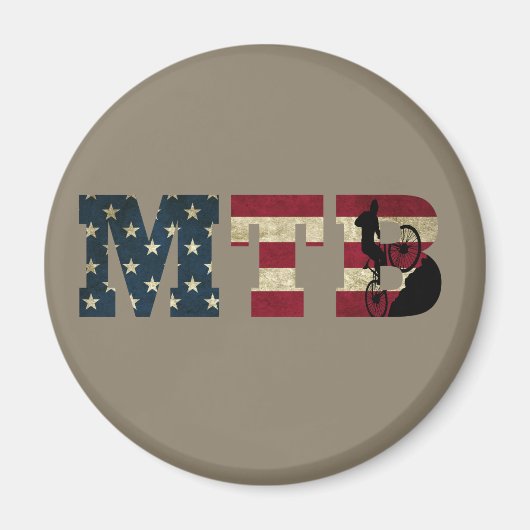 Mtb Patriottische Vintage Amerikaanse Vlag Mountai Magneet (Voorkant)