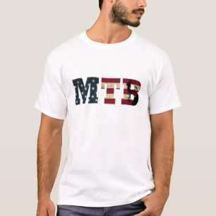 Mtb Patriottische Vintage Amerikaanse Vlag Mountai T-shirt