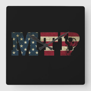 Mtb Patriottische Vintage Amerikaanse Vlag Mountai Vierkante Klok