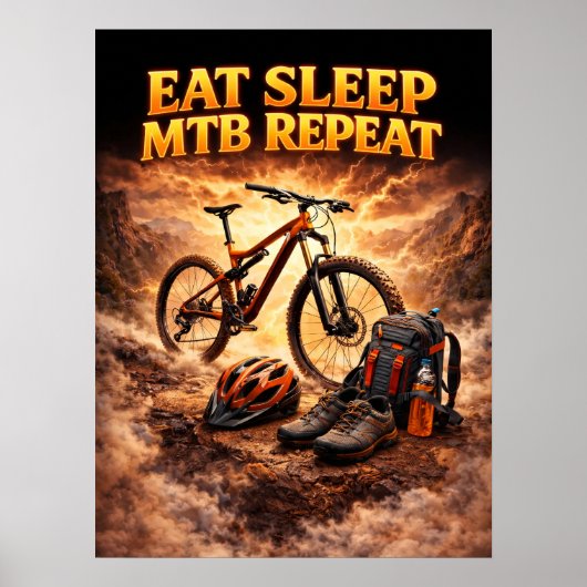 MTB Trail Fire Ride Poster (Voorkant)
