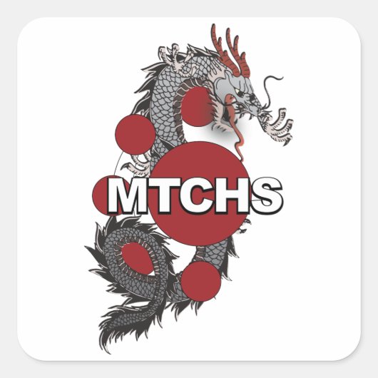 MTCHS Dragon Logo Vierkante Sticker (Voorkant)
