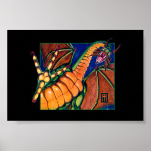 MtG Shivan Dragon afdrukken op zwart Poster