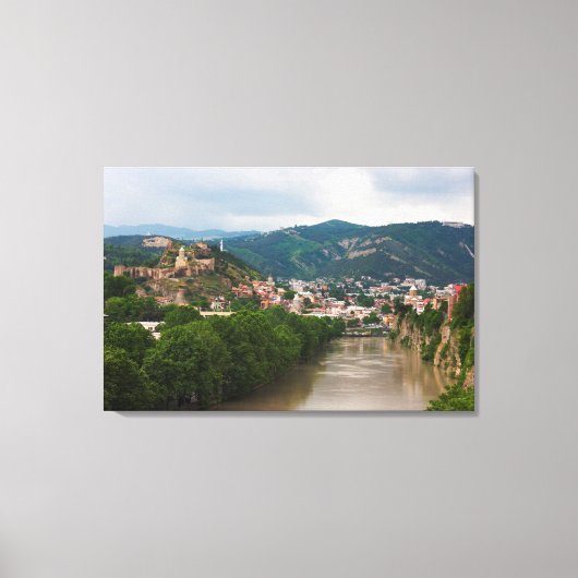 Mt'k'vari rivier stromend, Tbilisi Canvas Afdruk (Voorkant)