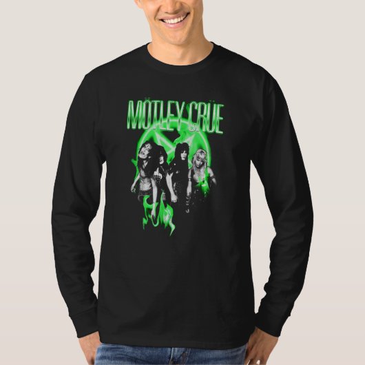 Mtley Cre Neon Green Flames T-shirt (Voorkant)