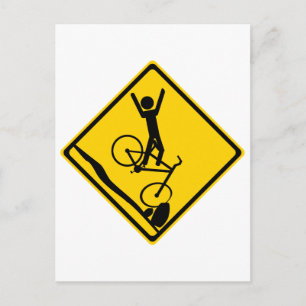 Mtn Biker Crash Road Sign Briefkaart