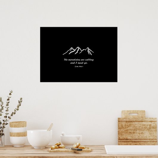 Mtns bellen/Snowy blizzard op Black Design Poster (Keuken)