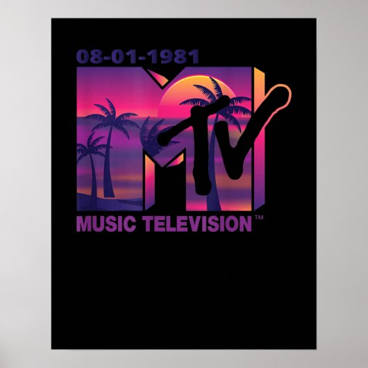 MTV-Logo met Paarse palmen in de Sunset Poster (Voorkant)