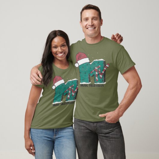 MTV Music Television Candy Cane Kerstmis T-shirt (Unisex)