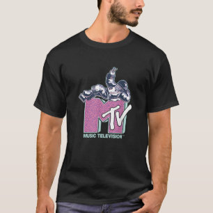 MTV Music Television Retro 80 s Neon Pink Moonman T-shirt