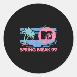 MTV Pastel Kleuren Strand Spring Break Logo Ronde Sticker