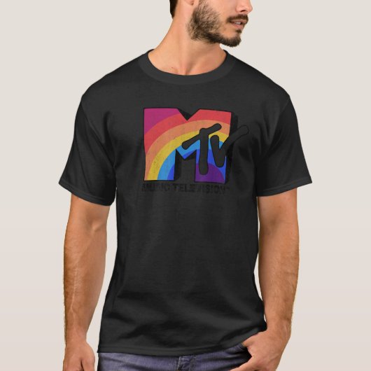 MTV Rainbow Logo Music Television Graphic T-shirt (Voorkant)