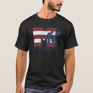 MTV Rood Wit Blauw Amerikaanse Vlag Sterren Strepe T-shirt