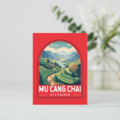 Mu Cang Chai Vietnam Reizen Retro Embleem Briefkaart (Staand voorkant)