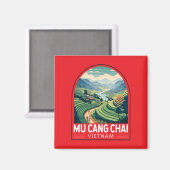 Mu Cang Chai Vietnam Reizen Retro Embleem Magneet (Voorkant / Achterkant)