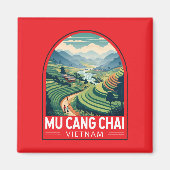 Mu Cang Chai Vietnam Reizen Retro Embleem Magneet (Voorkant)