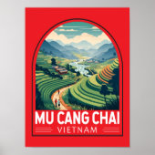 Mu Cang Chai Vietnam Reizen Retro Embleem Poster (Voorkant)