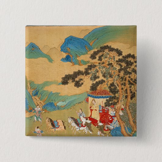 Mu Wang van de Chou-dynastie in Vierkante Button 5,1 Cm (Voorkant)