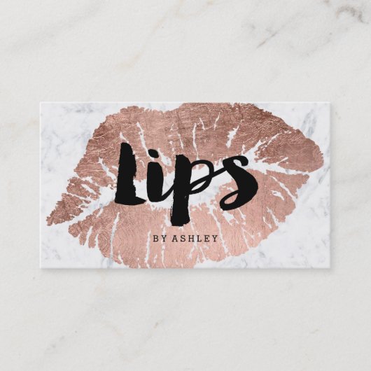 MUA make-up lips roos gouden typografie marmer Visitekaartje (Voorkant)