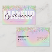 MUA Makeup Artist Holographic Rainbow Glitter Drip Visitekaartje (Voorkant / Achterkant)