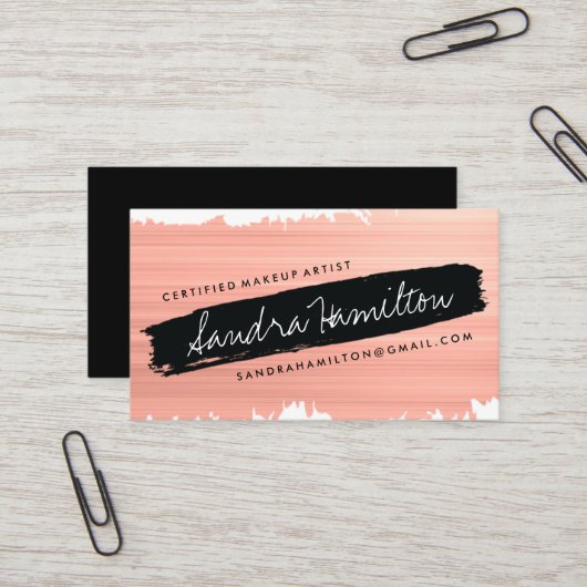 MUA roze en zwart-gekleurde penseellijn Visitekaartje (Voorkant / Achterkant in situ)