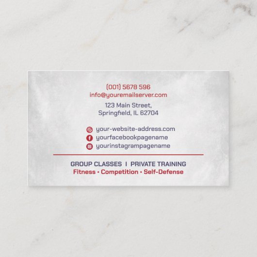 Muay Thai aanvallende coach - Visitekaartje (Achterkant)