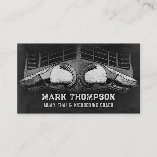Muay Thai and Kickboxing Coach - Gloves and Ring Visitekaartje (Voorkant)