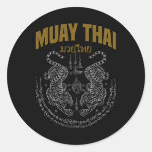 Muay Thai Art Twin Tigers Muay Thai Fighter MMA Ma Ronde Sticker