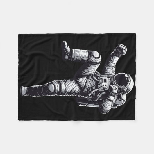 Muay Thai Astronaut Kickboksen Fleece Deken (Voorkant (Horizontaal))